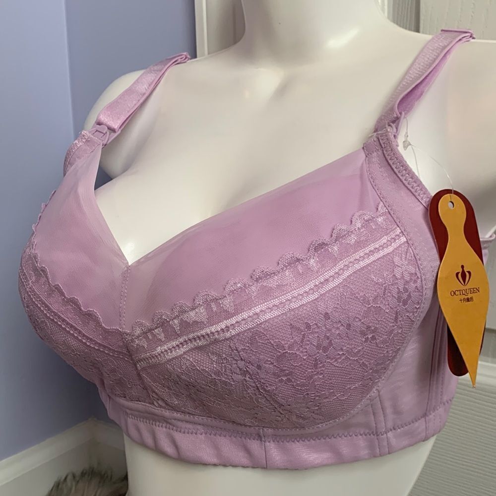 Designer Lace Maternity Nursing No Wire Lined Bra 32D